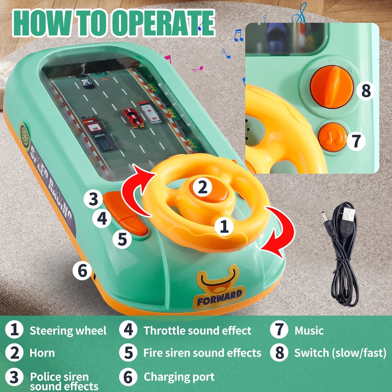 Steer & Learn Kid's Driving Practice Simulator Toy